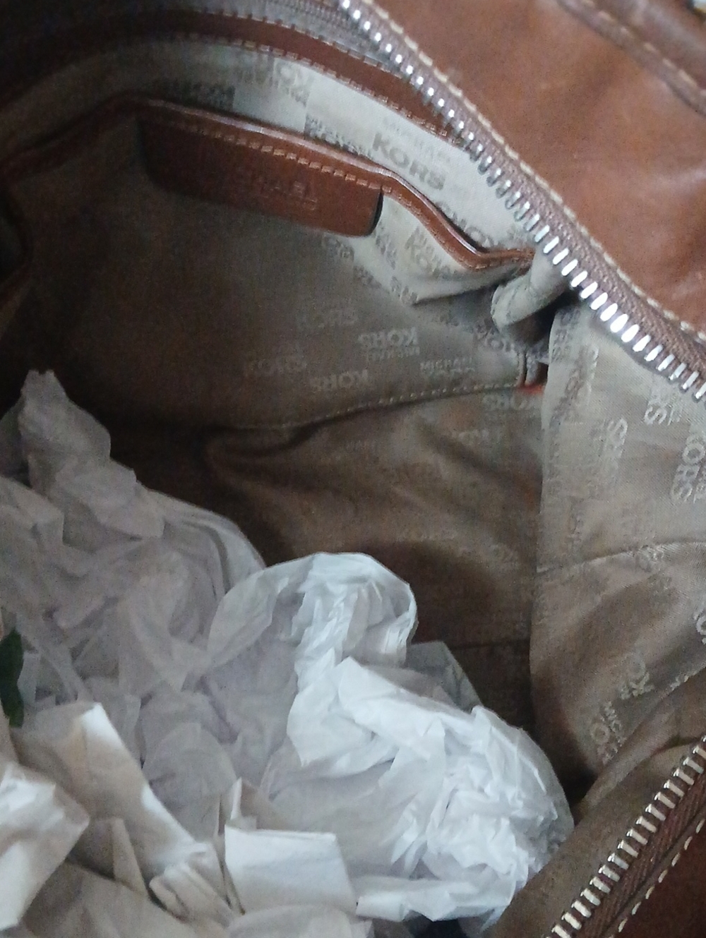 Vintage Michael Kors Brown MK Logo Canvas Satchel with Leather Trim - Picture 13 of 13